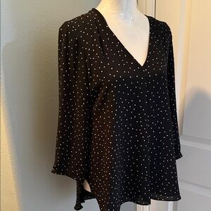 White House Black Market Black and White Polka Dot Blouse